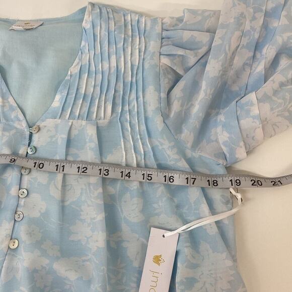 J. Marie Sky Print Swing Mini Dress Puffed Sleeves Sky Print Women's Small - Picture 8 of 14